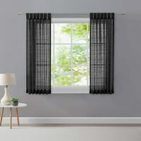 Главни ткаени чиста лента со ленти со врвен панел за завеси, црна, 63