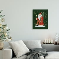 Indtries stuple inthravie Дедо Мраз фигура Зелена Божиќна празничка платно wallидна уметност, 20, дизајн од