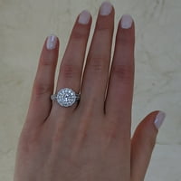 Twobirch 18k бело злато микроплетирано цветно дизајн дуо невестински прстен за прстен и венчален бенд со кубна