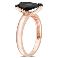 Карат Т.В. Црн дијамант 14kt розово злато солза на црна родиум позлатена прстен за ангажман со солитер
