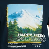 Боб Рос Менс Среќни дрвја и среќни вибрации со кратки ракави со кратки ракави, 2-пакет