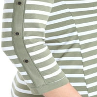 Women'sенски ракав Шален плетен врв со исечокот на копчето