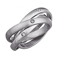Дами од не'рѓосувачки челик CZ Triple Roll Ring
