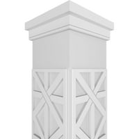 Ekena Millwork 10 W 10'H Craftsman Classic Square Non-Tapered Imperial Fretwork Column W Prairie Capital & Prairie Base
