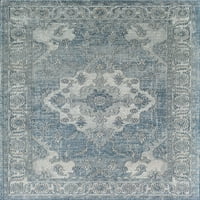 Килими Америка Лудлоу Md50b Сребрен имот Преоден гроздобер сина област килим, 5'3 7'0
