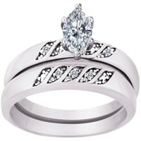 Стерлинг сребрен маркиза CZ и Diamond Bridal Set