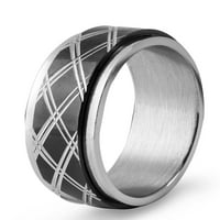 Крајбрежен накит со два тона не'рѓосувачки челик текстуриран прстен за вртење на вметнување