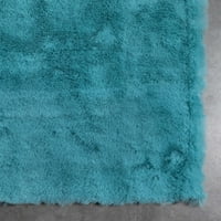 Добро ткаени опал сртот текстура со цврсто светло сино модерно крзно од фау 3'11 5'2 килим во областа