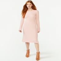 Бесплатно склопување женски плетен џемпер миди фустан