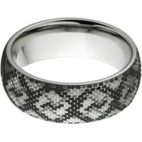 Women'sенски Стерлинг сребрен полу-круг титаниумски прстен со ласерска змија шема на кожа