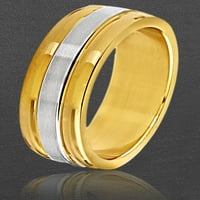 Крајбрежен накит со два тона четкана прстен од не'рѓосувачки челик