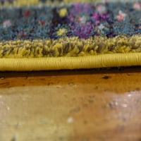Уникатен разбој Медичи килим злато сино 2 '7 10 тркач боемски совршен за перална со простории за простории