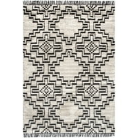 Nuloom Celia Soft Shag Апстракт Ацтек Фринг област килим, 8 '10 12', беж