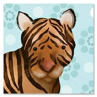 Oopsy Daisy's Aaron The Tiger Blue Canvas wallидна уметност, 10x10