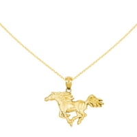 Примарно злато Карат жолто злато полиран приврзок за коњи на ланец на кабелски јаже