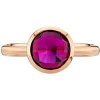 Ораво 2. КТ тркалезна форма создаде прстен од рубин солитер во злато од розово 14к
