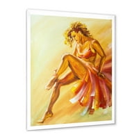 DesignArt 'Топла обоена фламенко жена танчерка' модерна врамена уметничка печатење