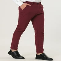 Уникатни поволни цени за машка тенок фит рамна предна цврста боја деловна чино панталона