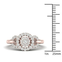 1 2CT TDW Diamond 10K Rose Gold Cluster Ringing Ring