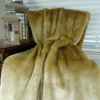 Tissavel Taupe Fau Fur рачно изработено фрли ќебе