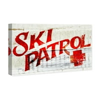 Wynwood Studio Advertising Wall Art Canvas Prints 'Ski Patrol Vintage ’постери - црвена, бела боја