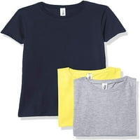 Марки Г Облека Девојки за кратки ракави на екипажот на кратки ракави со цврсти маици памук, XL, морнарица
