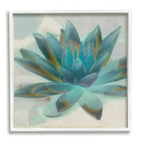 Студел индустрии сина лотос цвет ливчиња Апстрактна природа растително сликарство бело врамено уметничко печатење
