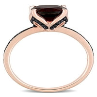 3- Карат Т.Г.В. Гарнет и црна дијамант-акцент 10kt розово злато коктел прстен