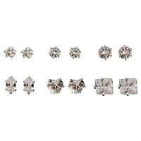 Времето и TRU женски накит Есенцијални симулирани обетки од дијамантски обетки, 6-пакувања