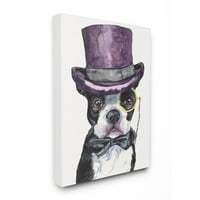 Tuphel Industries Boston Terrier со капа куче домашно милениче животинско сликарство сликарско платно wallидна