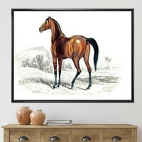 Дизајн на „Антички коњ“ фарма куќа врамена платно wallидна уметност печатење