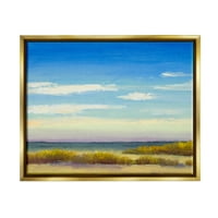 Крајбрежна плажа живописно сино небо крајбрежно сликарство метално злато врамено уметничко печатење wallид