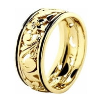 14К злато застаклено сребро Хавајски врежан прстен за движење направен на Хаваи од страна на уметничкиот