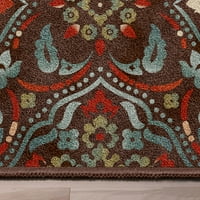 Добро ткаени кралеви суд Фиренца Браун Традиционална модерна цветно кафеава 3'3 4'7 Област килим