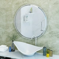Благородно куќиско кружно wallидно огледало со акрилна рамка, чиста