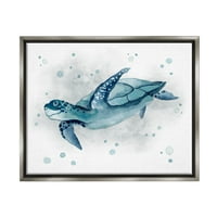 Sulpell Industries Sea Life Tortoise Splash Graphic Art Buster Grey Floating Framed Canvas Print Wall Art,
