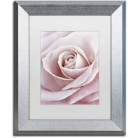 Трговска марка ликовна уметност „Пинк роза“ платно уметност од Кора Ниле, бела мат, сребрена рамка