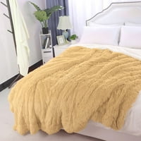 Уникатни поволни цени Реверзибилно бушаво крзно ќебе за кауч жолто полно