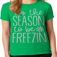 Графичка Америка празничен ладен Божиќен празник Тис сезоната да биде замрзнување на женската графичка маица