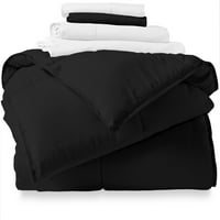 Голи домашен микрофибер со 5 парчиња црно-бел кревет во торба, близнаци