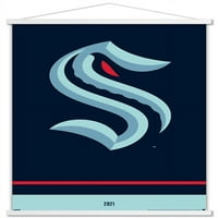 Сиетл Кракен - постер за лого со магнетна рамка, 22.375 34