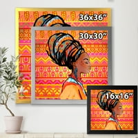 DesignArt 'Портрет на жена од Афроамериканка со модерно уметничко печатење на Турбан I'