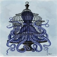 Трговска марка ликовна уметност „Синиот октопод во кафез“ платно уметност од фан фанки
