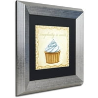 Трговска марка ликовна уметност ванила cupcake платно уметност од ennенифер Нилсон, црна мат, сребрена рамка