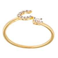 Брилијантност фино накит Стерлинг сребро 14КТ злато позлатена кубна цирконија Почетна Ц прилагодлив прстен