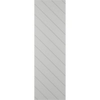 Ekena Millwork 15 W 61 H TRUE FIT PVC Diagonal Slat модерен стил фиксирани ролетни за монтирање, градско сиво