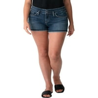 Co. Silver Jeans Co. Women'sенски суки средни шорцеви, големини на половината 24-36