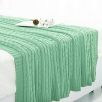 Единствени поволни цени памучен кабел плетен троседот постелнина ќебе бледо зелена 50 60