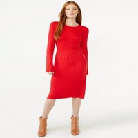 Бесплатно склопување женски плетен џемпер миди фустан