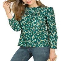 Уникатни поволни цени женска руша тркалезна кошула Дејзи печатена цветна блуза